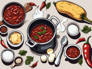 A pot of chili on a stove with a spoon resting on the side