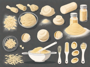 A few stages of pasta dough preparation