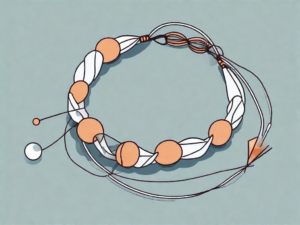 A broken bracelet with its string and beads scattered