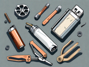 A disassembled lighter with its various components like the wheel