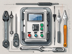 An adt alarm system panel with a few tools like a screwdriver and a set of instructions next to it