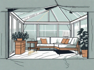 A sunroom with a visible roof leak