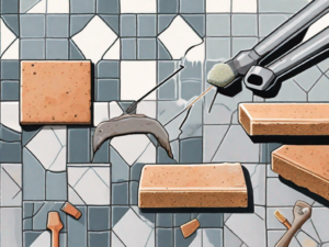 A close-up view of tiles with poorly applied grout