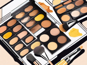 A makeup palette with various shades of foundation