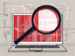 A magnifying glass hovering over a computer screen displaying lines of r programming code