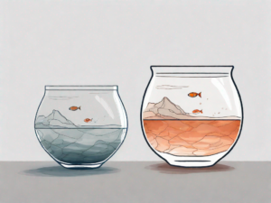 A pair of glasses next to a fishbowl