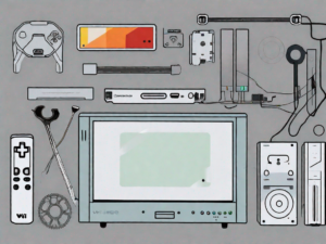 A disassembled wii console with its disc reader parts clearly displayed