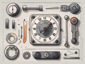 A disassembled game timer with its various components laid out neatly