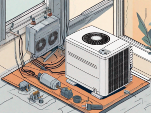 A window ac unit partially disassembled