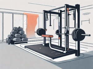 A gym setup with a dip bar