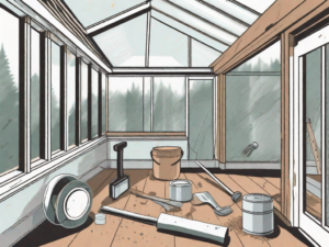 A sunroom with visible roof leaks