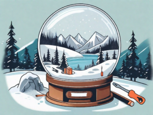 A snow globe with a small leak