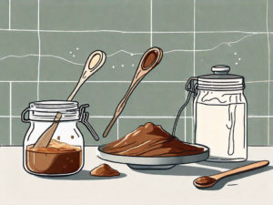 A kitchen counter with a pot of boiling toffee