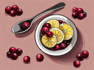 A bowl of cranberry sauce with a thick consistency